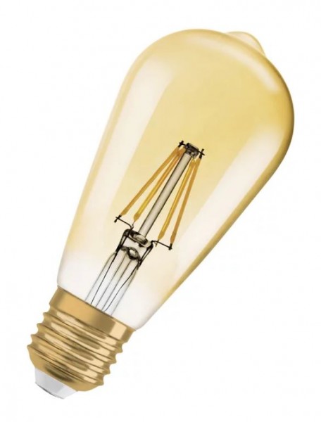 Osram / Ledvance Vintage 1906 Edison ST64 LED Filament 6.5-55W 824 extra warmweiß 725lm dimmbar E27 gold 300° 2er Blister 220-240V