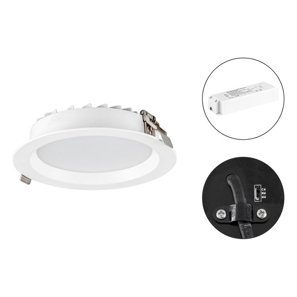 EVN runde LED Downlight 190x50mm 200-240V 25W 2500 bis 2600lm 3000-5700K IP54 >80° weiß