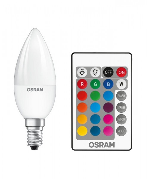 OSRAM LED Retrofit Classic B 4,5-25W/827 RGBW remote control E14 250lm mit Fernbedienung