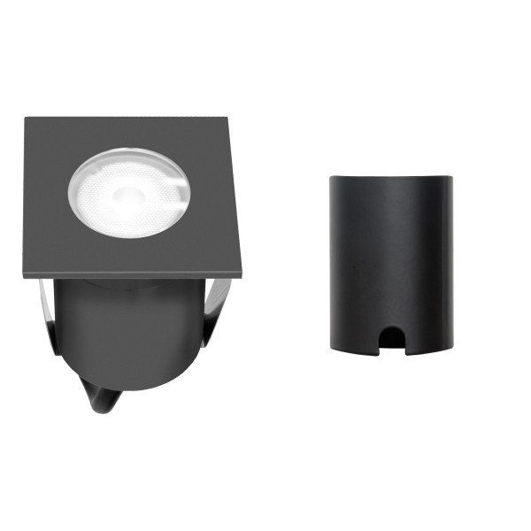 EVN viereckige LED Bodeneinbauleuchte 63x63x73mm 220-240V 2W 82lm 3000K IP65 41-80° anthrazit