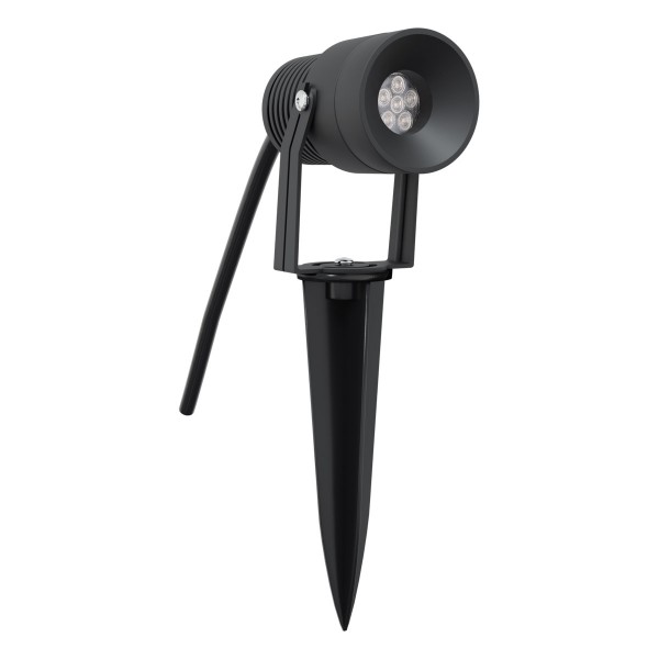 EVN LED Spot anthrazit schwenkbar drehbar rund 62x115mm 8W 3000K 78 bis 330lm 21-40° 24V IP65 mit Erdspieß