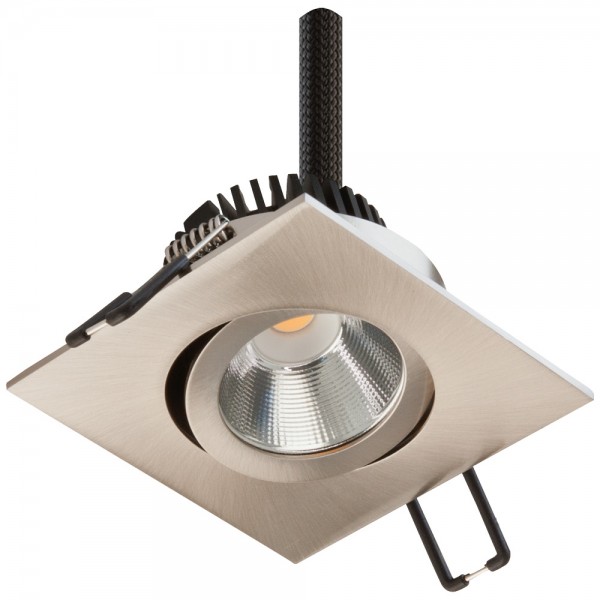 EVN Power-LED Leuchte Edelstahl Optik schwenkbar viereckig 83x83x45mm 6W 3000K 528lm 21-40° 230V IP20
