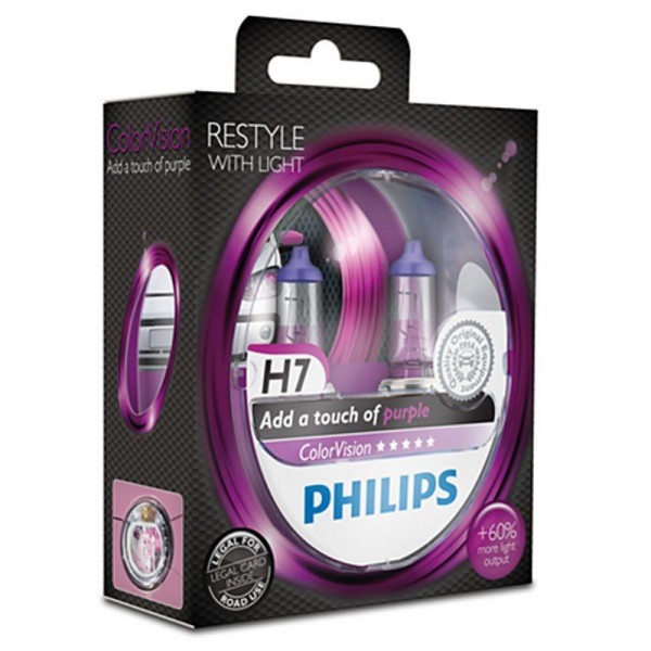 Philips ColorVision Purple H7 55W 12V 3350K warmweiß PX26d