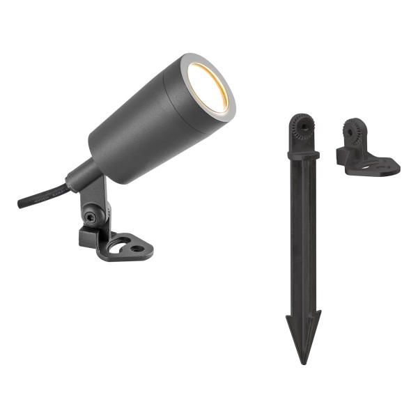 EVN LED Spot anthrazit(V4A) schwenkbar rund 56mm 4,6W 4000K 390lm 21-40° 220-240V IP65 mit Erdspieß