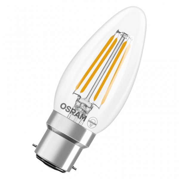 Osram / Ledvance Star Kerze B LED Filament 3.4-40W 827 warmweiß 470lm B22d klar 300° 220-240V