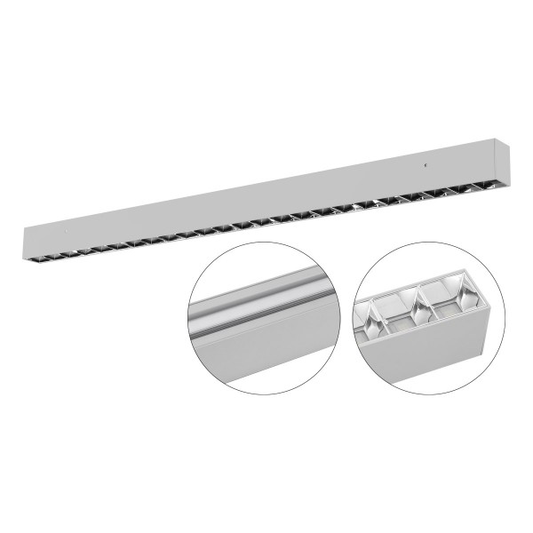 EVN LED Anbauleuchte inkl.Netzgerät(DALI) Silber rechteckig 1204x56x75mm 50W 4000K 5150lm 41-80° 220-240V IP20