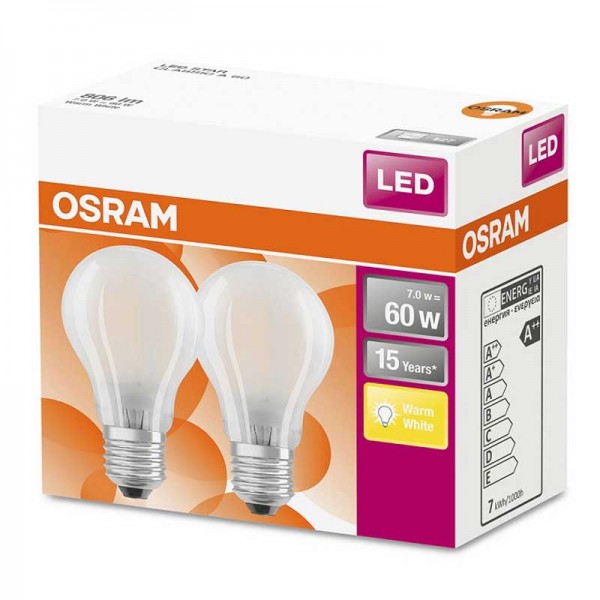 Osram Star Classic A60 LED 6,5W/827 warmweiß 806lm matt E27 2er Pack