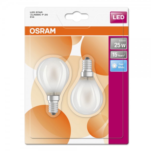 Osram Star Classic P45 LED 2.8W/840 kaltweiß 250lm matt E14