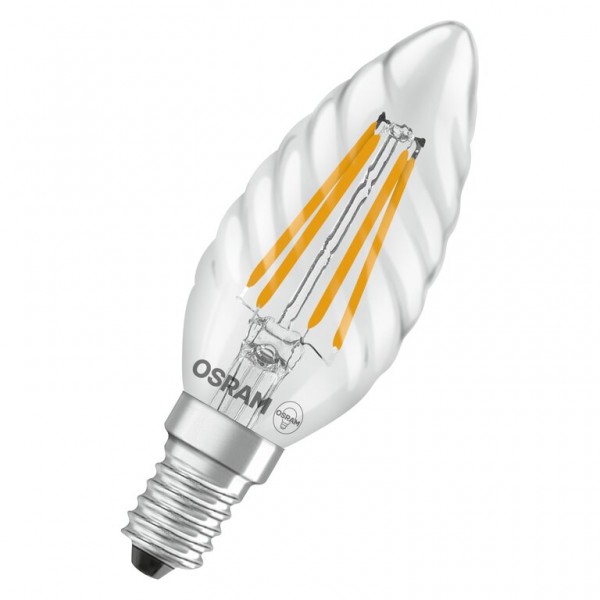Osram / Ledvance Star Kerze BW LED Filament 3.4-40W 827 warmweiß 470lm E14 klar gedreht 300° 220-240V