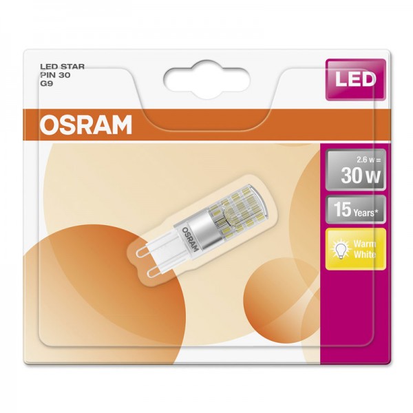 Osram Star Pin LED 2.6W/827 warmweiß 320lm klar G9