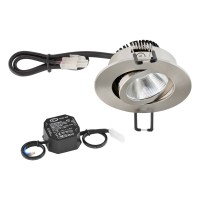 EVN Power-LED Leuchte inkl.Netzgerät Edelstahl Optik schwenkbar rund 83x37mm 8,4W 3000K 1010lm 21-40° 220-240V IP20  EVN Power-LED Leuchte inkl.Netzgerät Edelstahl Optik schwenkbar rund 83x37mm 8,4W 3000K 1010lm 21-40° 220-240V IP20