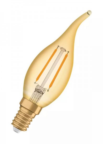 Osram Vintage 1906 Classic BA=Windstoß LED Filament 2.5W/824 warmweiß 220lm gold E14