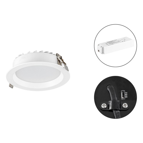 EVN LED Downlight weiß rund 145x50mm 15W 3000-5700K 1380 bis 1580lm >80° 200-240V IP54