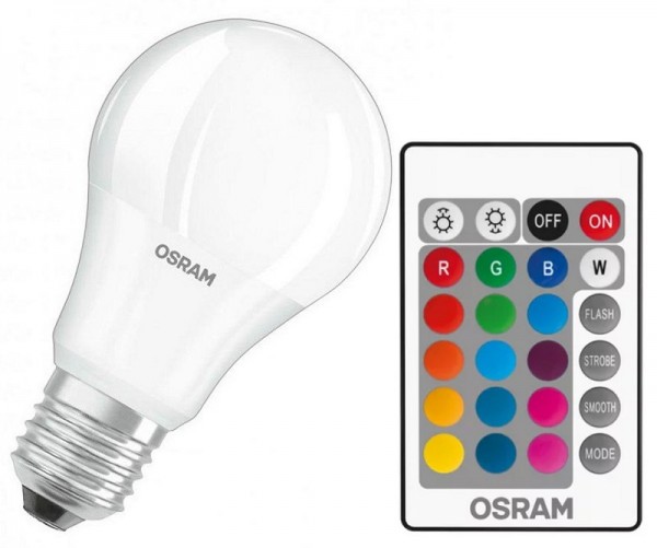 Osram Retrofit Classic A60 LED 9-60W RGBW einstellbar 806lm dimmbar E27 matt 200° 2er Pack