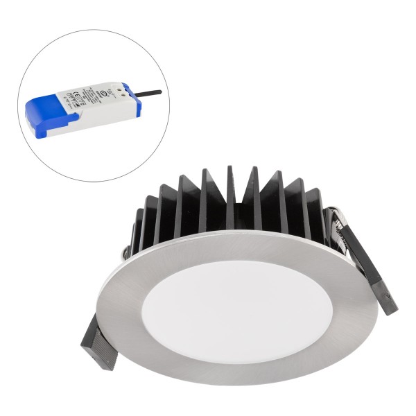 EVN runde LED Downlight 103x40mm 220-240V 10W 1047lm 6000K IP44 >80° Chrom