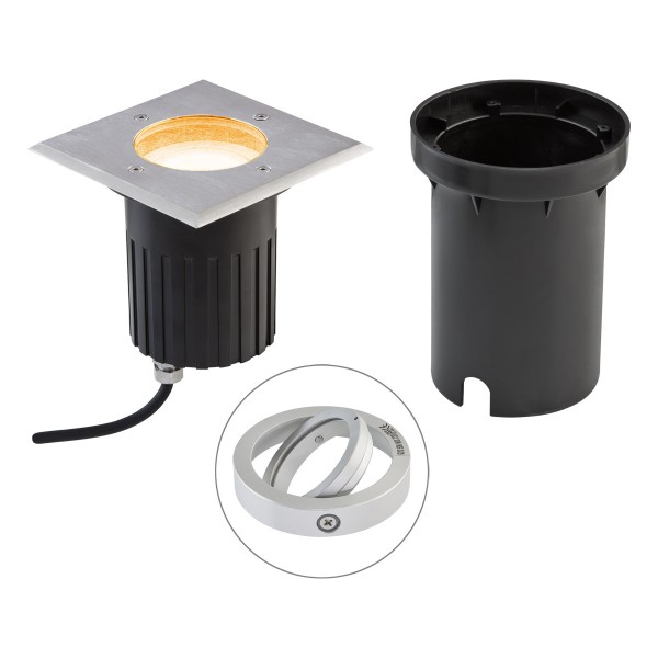 EVN LED Bodeneinbauleuchte Edelstahl Optik schwenkbar viereckig 135x135x145mm 5W 3000K 450lm 21-40° 230V IP67