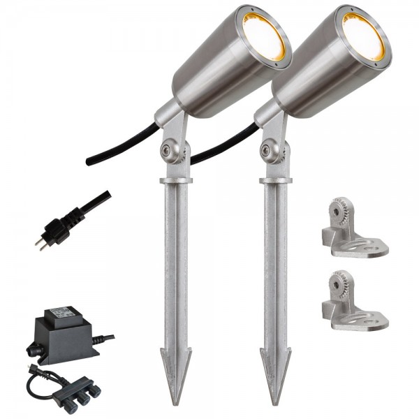 EVN Power-LED Spot Edelstahl Optik schwenkbar rund 56mm 6W 3000K 370lm 21-40° 230-240V IP68 2er Set