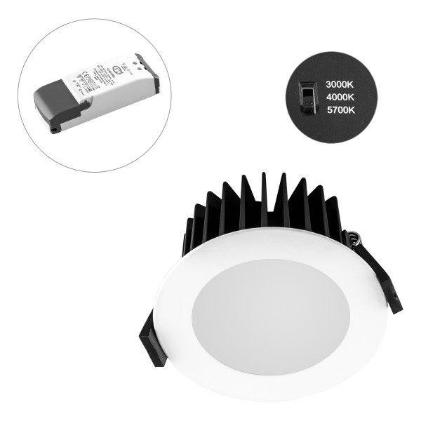 EVN LED Downlight weiß rund 103x43mm 10W 3000-5700K 993 bis 1076lm >80° 220-240V IP44