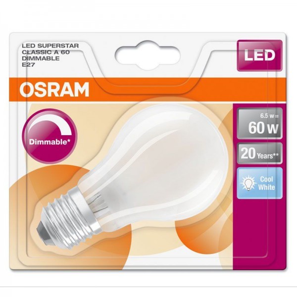 Osram/LEDVANCE LED Superstar Classic A 6,5W 4000K kaltweiß 806lm matt E27 dimmbar