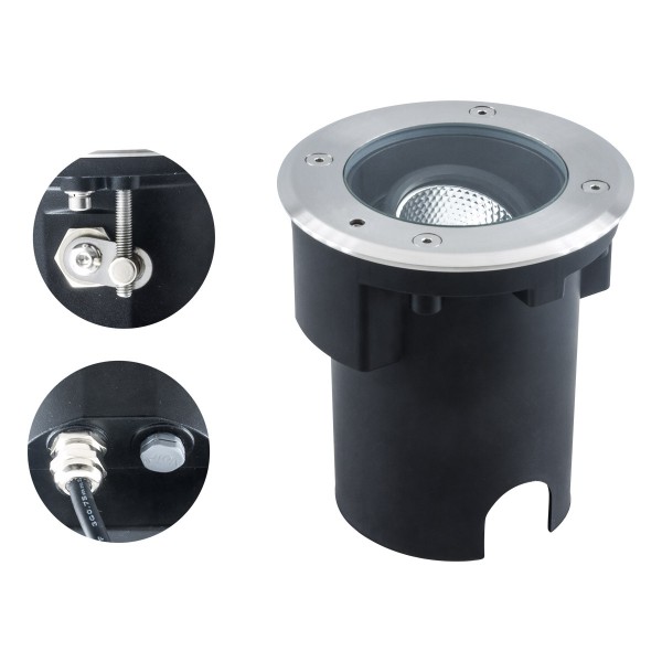 EVN LED Bodeneinbauleuchte Edelstahl Optik justierbar rund 135x115mm 7W 3000K 373lm 21-40° 220-240V IP67