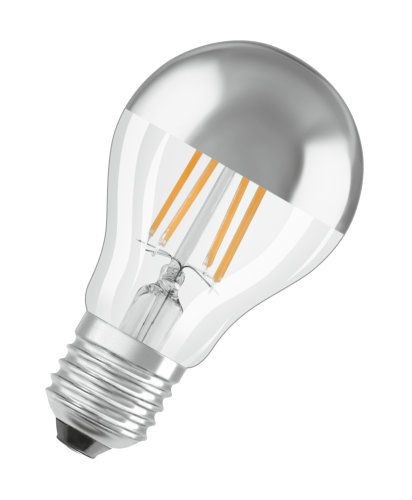 Osram Superstar Classic A60 LED Filament Mirror Silber 7-50W/827 warmweiß 650lm dimmbar E27 klar ver