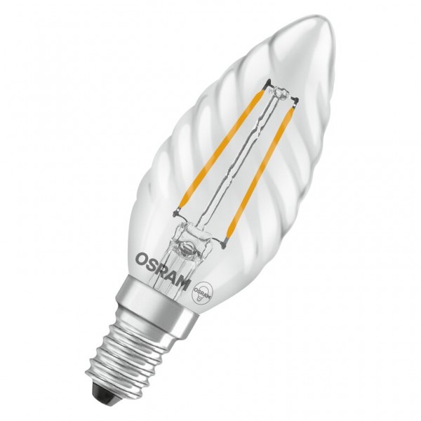 Osram / Ledvance Star Kerze BW LED Filament 1.8-25W 827 warmweiß 250lm E14 klar gedreht 300° 220-240V