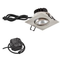 EVN Power-LED Leuchte Edelstahl Optik schwenkbar viereckig 83x83x48,5mm 6W 3000K 620lm 21-40° 220-240V IP65  EVN Power-LED Leuchte Edelstahl Optik schwenkbar viereckig 83x83x48,5mm 6W 3000K 620lm 21-40° 220-240V IP65