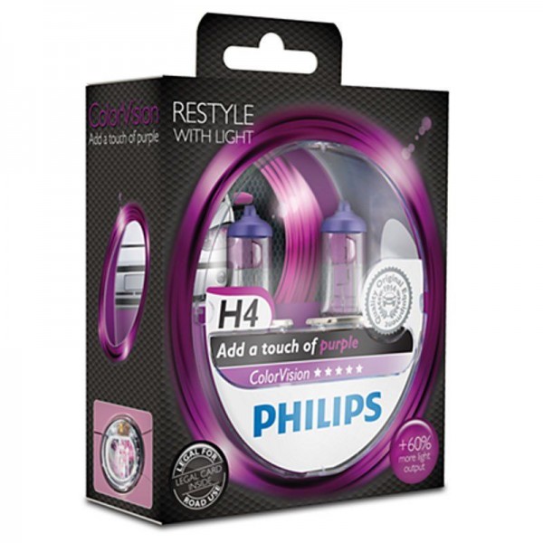 Philips ColorVision Purple H4 60W 12V 3350K warmweiß P43t-38