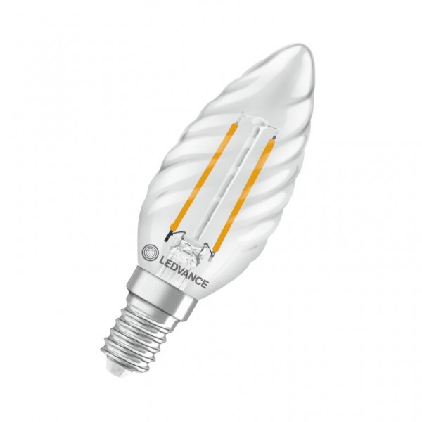 Osram / Ledvance Superstar Kerze BW LED Filament 1.8-25W 827 warmweiß 250lm dimmbar E14 klar gedreht 320° 220-240V