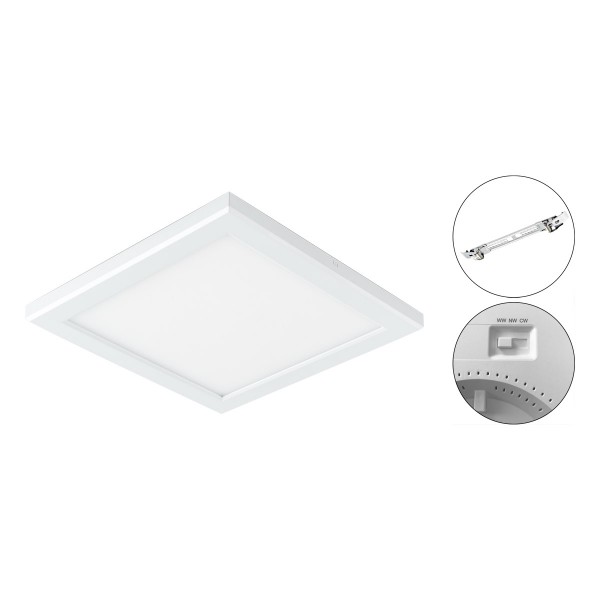 EVN viereckige LED Panel 165x165x30mm 200-240V 12W 960lm 3000 bis 6000K IP20 >80° weiß