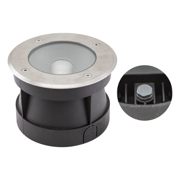 EVN LED Bodeneinbauleuchte Edelstahl Optik rund 180x125mm 14W 3000K 932lm 21-40° 110-240V IP67