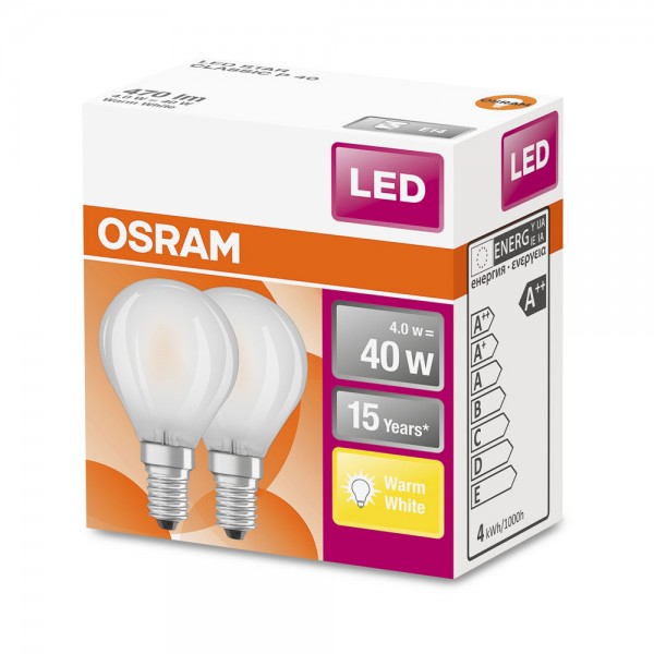 Osram Star Classic P45 LED 4W/827 warmweiß 470lm matt E14