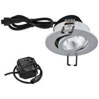 EVN Power-LED Leuchte inkl.Netzgerät Chrom matt schwenkbar rund 83x48,5mm 8,4W 4000K 1060lm 21-40° 220-240V IP65 EVN Power-LED Leuchte inkl.Netzgerät Chrom matt schwenkbar rund 83x48,5mm 8,4W 4000K 1060lm 21-40° 220-240V IP65