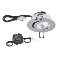 EVN Power-LED Leuchte inkl.Netzgerät Chrom schwenkbar rund 83x43mm 6W 2000-3000K 60 bis 600lm 21-40° 220-240V IP20 EVN Power-LED Leuchte inkl.Netzgerät Chrom schwenkbar rund 83x43mm 6W 2000-3000K 60 bis 600lm 21-40° 220-240V IP20