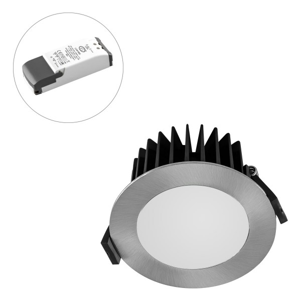 EVN runde LED Downlight 103x40mm 220-240V 10W 995lm 3000K IP44 >80° Chrom