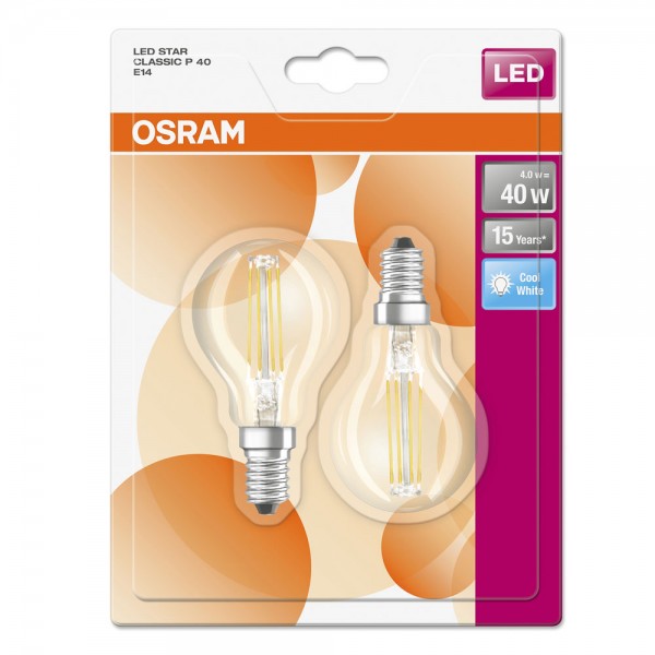 Osram Star Classic P45 LED 4W/840 kaltweiß 470lm klar E14