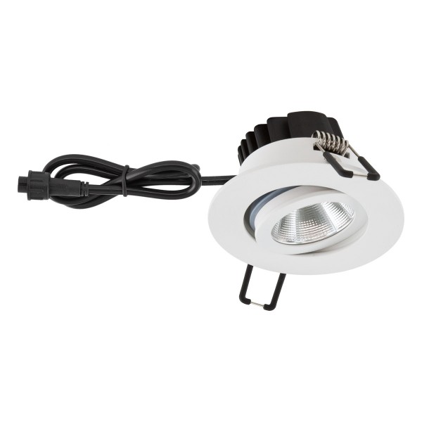 EVN schwenkbar runde Power-LED Leuchte 83x48,5mm 6W 620lm 3000K IP65 21-40° weiß(V4A)