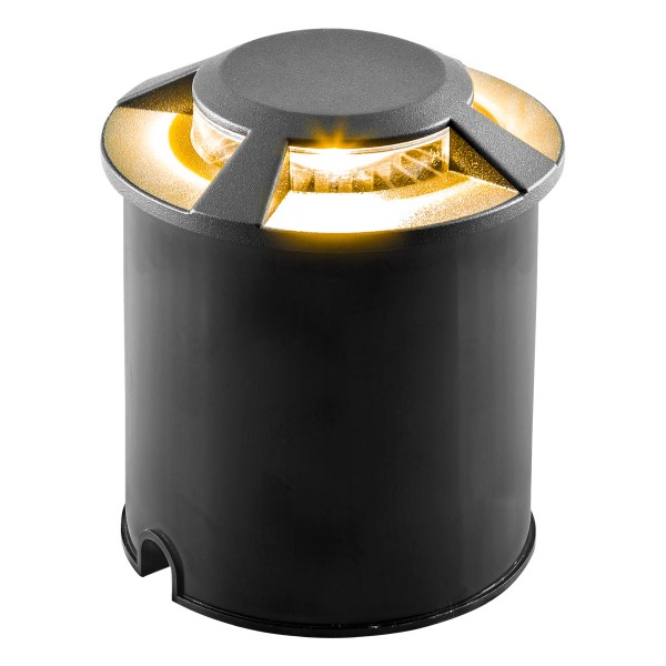EVN LED 2-fach Bodeneinbauleuchte anthrazit rund 125x128mm 7W 3000K 188lm >80° 220-240V IP67