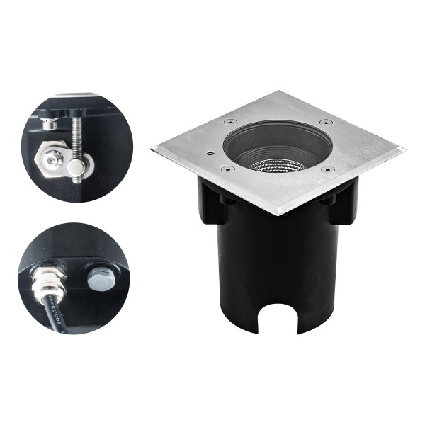 EVN LED Bodeneinbauleuchte Edelstahl Optik justierbar viereckig 135x135x115mm 7W 3000K 373lm 21-40° 220-240V IP67