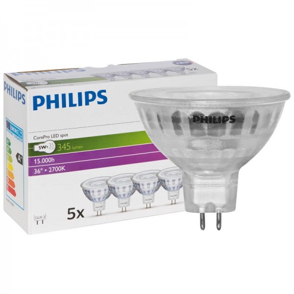 Philips LEDspot CorePro MR16 LED 4.4W/827 warmweiß 345lm GU5.3 36°