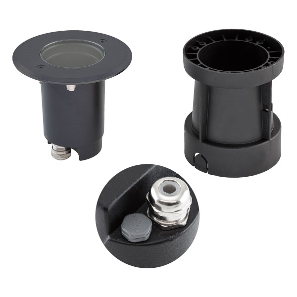 EVN Bodeneinbauleuchte mit Entlüftungsventil anthrazit schwenkbar rund 120x110mm 230V IP67