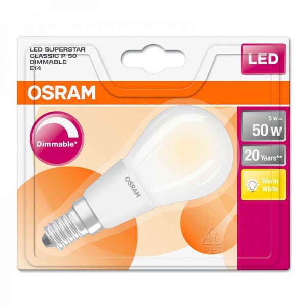 Osram/LEDVANCE LED Filament Superstar Classic P 5W 2700K warmweiß 640lm matt E14 dimmbar