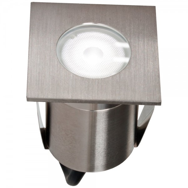 EVN viereckige LED Bodeneinbauleuchte 63x63x73mm 220-240V 2W 90lm 6000K IP65 41-80° Edelstahl Optik