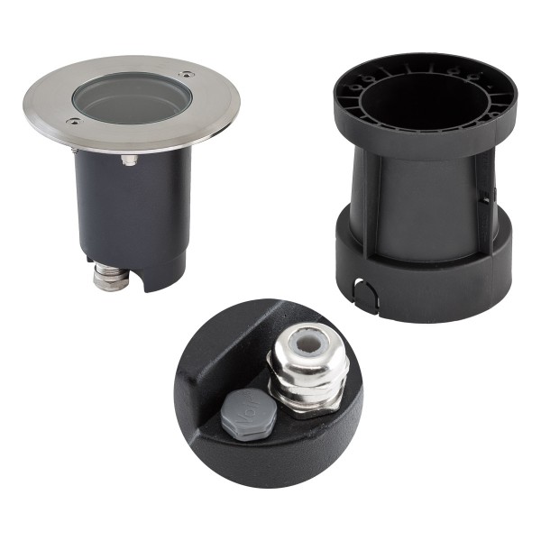 EVN Bodeneinbauleuchte mit Entlüftungsventil Edelstahl Optik schwenkbar rund 120x110mm 230V IP67