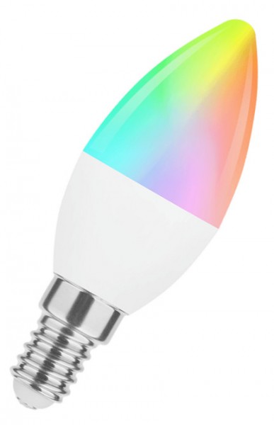 Modee Alu-Plastik Kerze B SMD LED remote Control 4.9-40W RGBW einstellbar 470lm dimmbar E27 matt 200° 1er Blister 220-240V