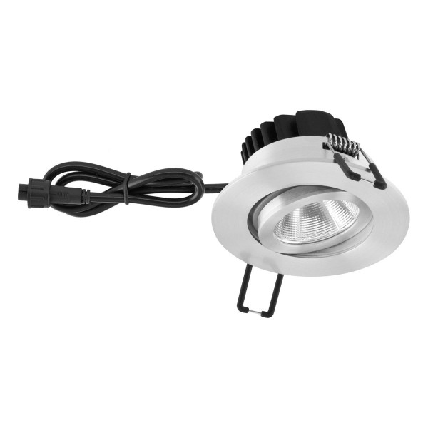 EVN schwenkbar runde Power-LED Leuchte 83x48,5mm 6W 620lm 3000K IP65 21-40° Edelstahl gebürstet