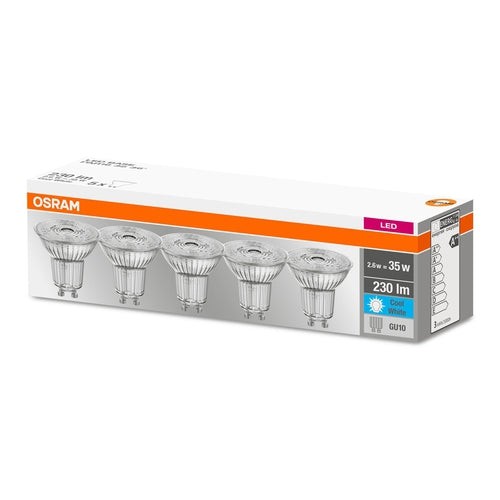 Osram Base PAR16 LED 2.6W/840 kaltweiß 230lm GU10 5er Pack