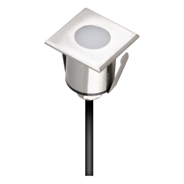 EVN viereckige Power-LED Bodeneinbauleuchte 35x35x40mm 12V 1W 100lm 3000K IP67 >80° Edelstahl Optik