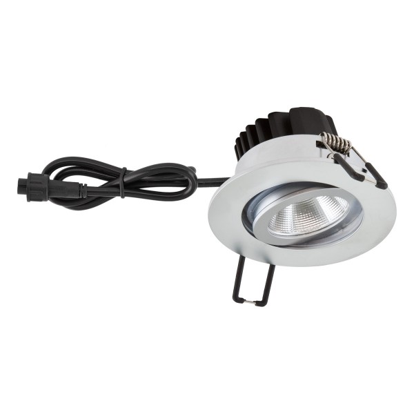 EVN schwenkbar runde Power-LED Leuchte 83x48,5mm 6W 620lm 3000K IP65 21-40° Chrom matt